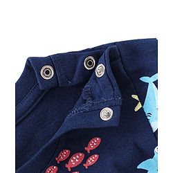 Babyhug Cotton Knit Full Sleeves Sea World Print Night Suit - Navy Blue