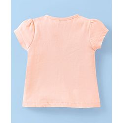 Babyhug Cotton Knit Half Sleeves Nightsuit With Pancake & Waffles Print - Peach & White