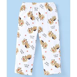 Babyhug Cotton Knit Half Sleeves Nightsuit With Pancake & Waffles Print - Peach & White