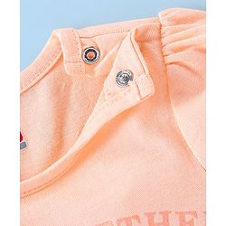 Babyhug Cotton Knit Half Sleeves Nightsuit With Pancake & Waffles Print - Peach & White