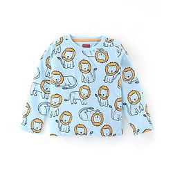Babyhug Cotton Full Sleeves Night Suit Lion Print - Blue