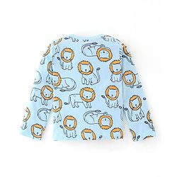 Babyhug Cotton Full Sleeves Night Suit Lion Print - Blue