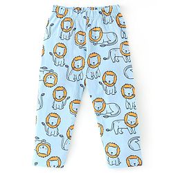 Babyhug Cotton Full Sleeves Night Suit Lion Print - Blue