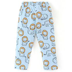 Babyhug Cotton Full Sleeves Night Suit Lion Print - Blue