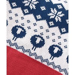 Babyhug Organic Cotton Full Sleeves Intarsia Design Front Open Sweater - Navy Blue & Red