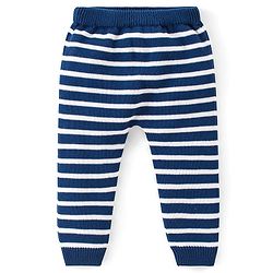 Babyhug 100% Organic Cotton Full Sleeves Sweater Set With Cap Intarsia Design- Blue