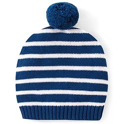 Babyhug 100% Organic Cotton Full Sleeves Sweater Set With Cap Intarsia Design- Blue