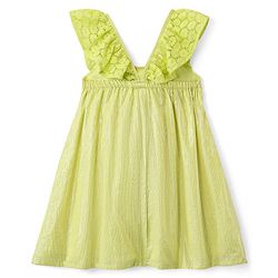 Babyhug 100% Cotton Woven Sleeveless Frock with Lace Detailing - Lime Green