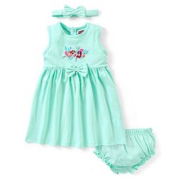 Babyhug 100% Cotton Sleeveless Frock with Bloomer and Headband Floral Embroidery - Green