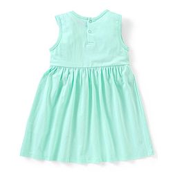 Babyhug 100% Cotton Sleeveless Frock with Bloomer and Headband Floral Embroidery - Green