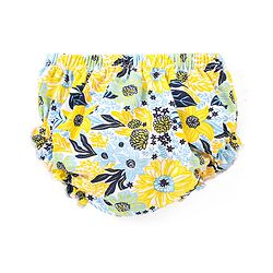 Babyhug 100% Cotton Short Sleeves Frock With Bloomer Headband & Floral Print - White & Yellow