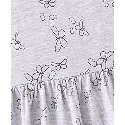 Babyhug 100% Cotton Knit Half Sleeves Frock With Bloomer Butterfly Print - Grey