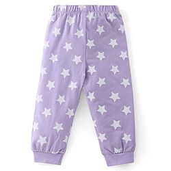 Babyhug Cotton Full Sleeves Night Suit Bunny & Stars Print- Peach & Lavender