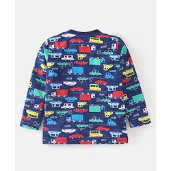 Babyhug Cotton Full Sleeves Car Print Pyjama Sets Nightwear - Blue
