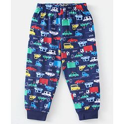 Babyhug Cotton Full Sleeves Car Print Pyjama Sets Nightwear - Blue