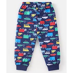 Babyhug Cotton Full Sleeves Car Print Pyjama Sets Nightwear - Blue