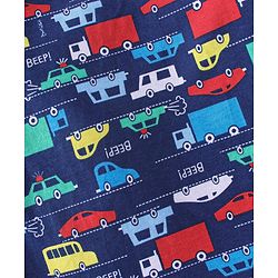 Babyhug Cotton Full Sleeves Car Print Pyjama Sets Nightwear - Blue