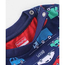 Babyhug Cotton Full Sleeves Car Print Pyjama Sets Nightwear - Blue