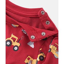 Babyhug Cotton Knit Full Sleeves Vehicles Print Night Suit - Red