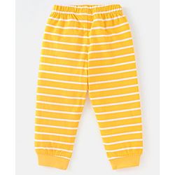 Babyhug Cotton Full Sleeves Pyjama Nightwear Set Bear Print - Blu & Yellow