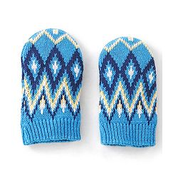 Babyhug Organic Cotton Woollen Cap and Mitten Set Diamond Design Blue -  Cap Diameter 9.5 cm