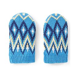 Babyhug Organic Cotton Woollen Cap and Mitten Set Diamond Design Blue -  Cap Diameter 9.5 cm