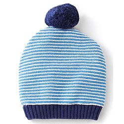 Babyhug Organic Cotton Woollen Cap and Mitten Set Stripes Design Blue - Cap Diameter 9.5 cm