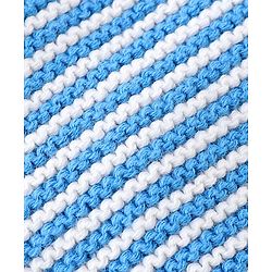 Babyhug Organic Cotton Woollen Cap and Mitten Set Stripes Design Blue - Cap Diameter 9.5 cm
