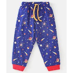 Babyhug Cotton Full Sleeves Pyjama Nightwear Set Bear Print - Blue & Red