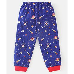 Babyhug Cotton Full Sleeves Pyjama Nightwear Set Bear Print - Blue & Red