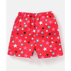 Babyhug Cotton Woven Boxers Checks & Moon Print Pack of 3 - Blue & Red