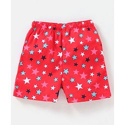 Babyhug Cotton Woven Boxers Checks & Moon Print Pack of 3 - Blue & Red