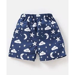 Babyhug Cotton Woven Boxers Checks & Moon Print Pack of 3 - Blue & Red