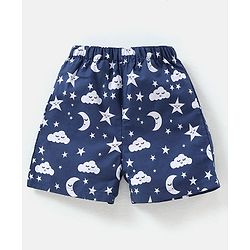 Babyhug Cotton Woven Boxers Checks & Moon Print Pack of 3 - Blue & Red