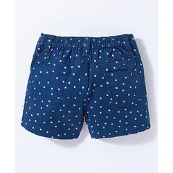 Babyhug Cotton Spandex Woven Mid Thigh Stretchable Shorts Polka Dots Print - Navy Blue