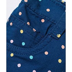 Babyhug Cotton Spandex Woven Mid Thigh Stretchable Shorts Polka Dots Print - Navy Blue