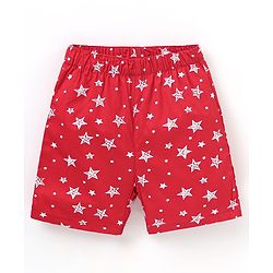 Babyhug Cotton Knit Boxers Star & Moon Print Pack of 3 - Maroon Blue & Red