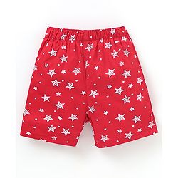 Babyhug Cotton Knit Boxers Star & Moon Print Pack of 3 - Maroon Blue & Red