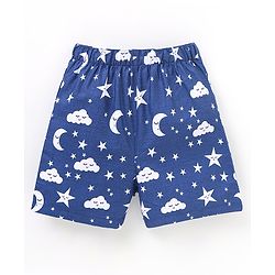 Babyhug Cotton Knit Boxers Star & Moon Print Pack of 3 - Maroon Blue & Red