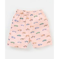 Babyhug Cotton Knit Boxers Checks & Cars Print Pack of 3 - Blue & Pink