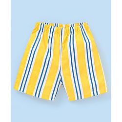 Babyhug Cotton Knit Boxers Checks & Stripes Print Pack of 3 - Yellow & Blue