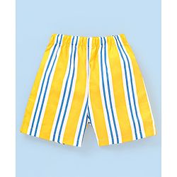 Babyhug Cotton Knit Boxers Checks & Stripes Print Pack of 3 - Yellow & Blue