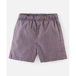 Babyhug Cotton Boxers Checks & Dino Print Pack of 3- Orange & Blue
