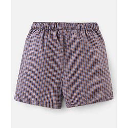 Babyhug Cotton Boxers Checks & Dino Print Pack of 3- Orange & Blue