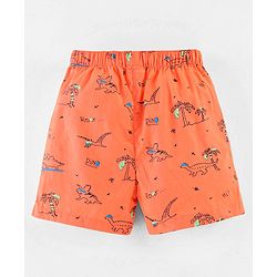 Babyhug Cotton Boxers Checks & Dino Print Pack of 3- Orange & Blue