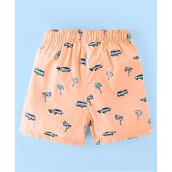 Babyhug Cotton Boxers Checks & Dino Print Pack of 3- Orange Pink & White
