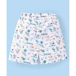 Babyhug Cotton Woven Boxer Checks & Surfboard Print Pack of 3 - White & Blue