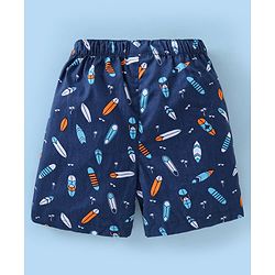 Babyhug Cotton Woven Boxer Checks & Surfboard Print Pack of 3 - White & Blue