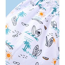 Babyhug Cotton Woven Boxer Checks & Surfboard Print Pack of 3 - White & Blue