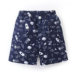 Babyhug Cotton Knit Boxer Checks & Space Print Pack of 3 - Beige Red & Blue